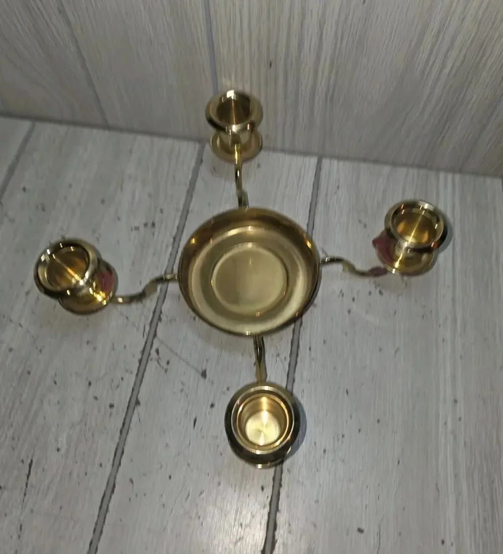 Vtg 90s Partylite Winchester 4 Candle Holder Solid Brass Lacquer Finish Regency - Picture 1 of 7